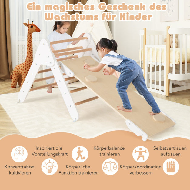 Coast Kletterset - Kletterdreieck 75x55x64 cm, Kletterbogen 89x52x44 cm, Rampe 98x40 cm - Buchenhout, White/Naturel