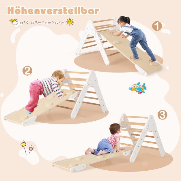 Coast Kletterset - Kletterdreieck 75x55x64 cm, Kletterbogen 89x52x44 cm, Rampe 98x40 cm - Buchenhout, White/Naturel