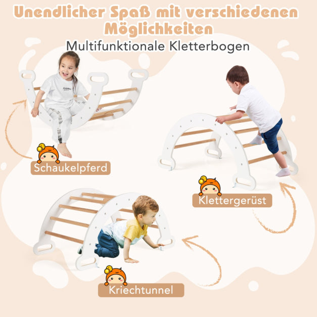 Coast Kletterset - Kletterdreieck 75x55x64 cm, Kletterbogen 89x52x44 cm, Rampe 98x40 cm - Buchenhout, White/Naturel