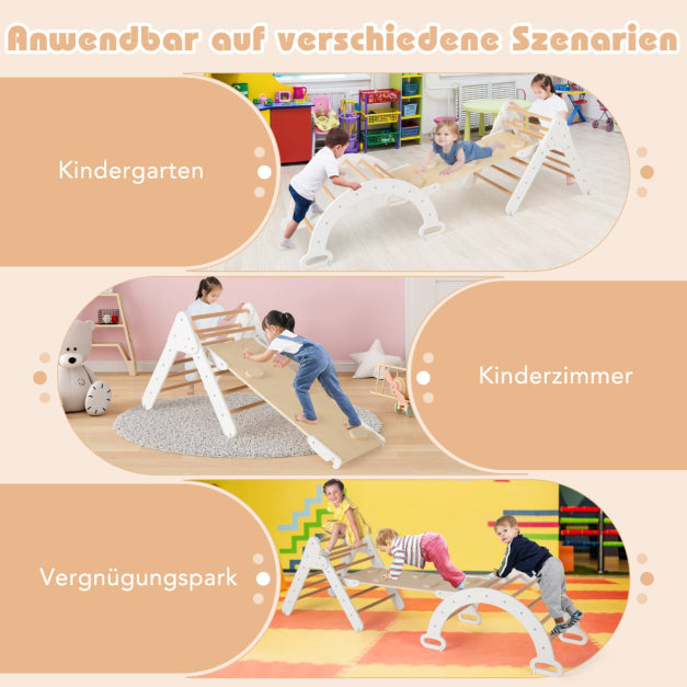 Coast Kletterset - Kletterdreieck 75x55x64 cm, Kletterbogen 89x52x44 cm, Rampe 98x40 cm - Buchenhout, White/Naturel