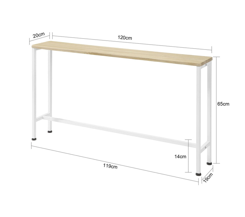 SoBuy Table console - Entrée métal - Naturel/Blanc - 120x65x20cm