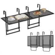 Ensemble de tables suspendues pour balcon Coast - 2 pièces - Pliable - Réglable en hauteur - Noir