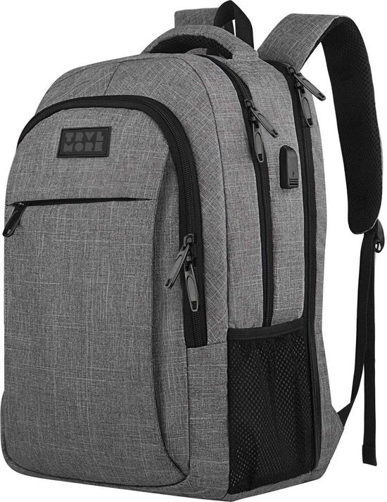TRVLMORE Sac à dos - 36L - 17.3 inch - Sac à dos pour ordinateur portable - Sac d'école - Unisexe - Gris anti-éclaboussures