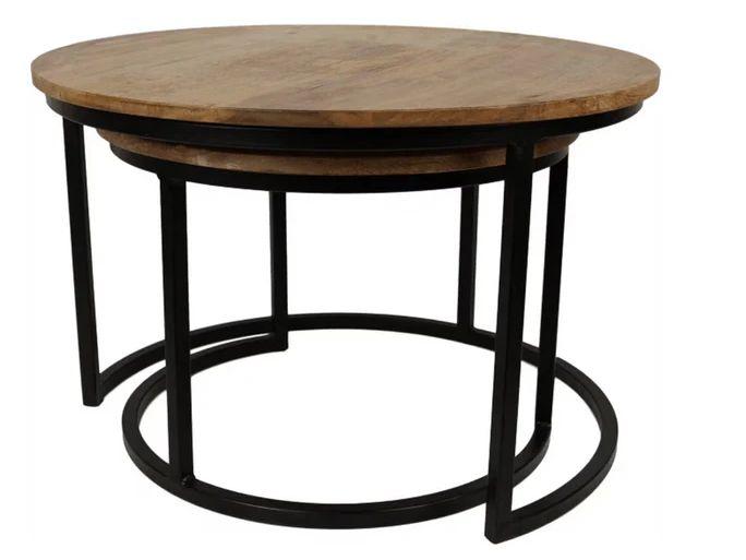 Ensemble de tables basses White Label - Design emboîtable - Tables rondes Ø 60/45 cm - Blanc