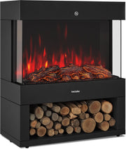 tectake® Electric Fireplace - Atmosphere Fireplace - 900W & 1800W - Freestanding - Stove - with Heating - Fireplaces - with Wood and Glow Effects - 3D Flames - Timer