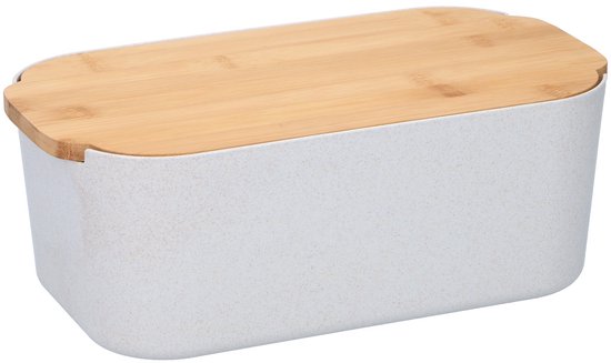 Boîte à pain Alpina 33 x 18,5 x 12 cm – Boîte à pain avec couvercle en bambou – Couvercle pouvant également servir de planche à découper – Format compact – Pour conserver le pain – Accessoire de cuisine