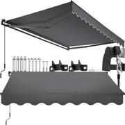 tectake® Sunshade with Articulated Arm - 250 x 200 cm - Store - Protection solaire pour fenêtre, balcon, extérieur - Fixation murale - Résistant à l'eau et aux UV - Gris foncé