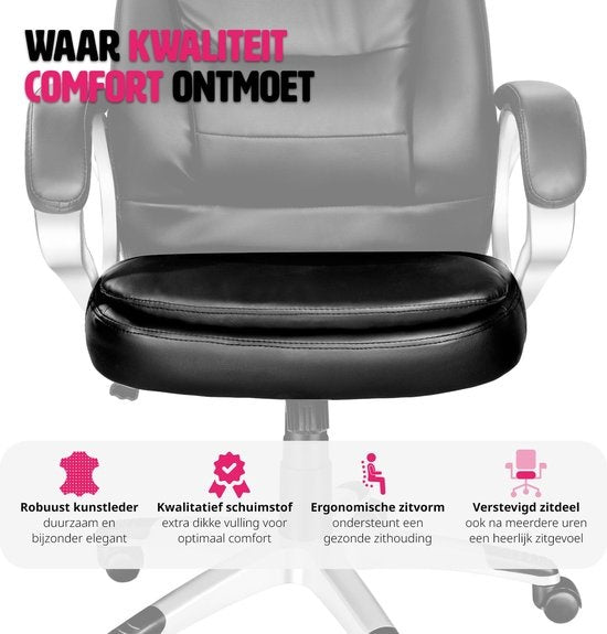 Tectake Luxury Design Office Chair - Noir - Cuir synthétique - Réglable - 400578