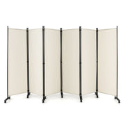 Paravent pliable Coast à 6 panneaux avec roulettes verrouillables - Blanc - 334,5 x 172 cm