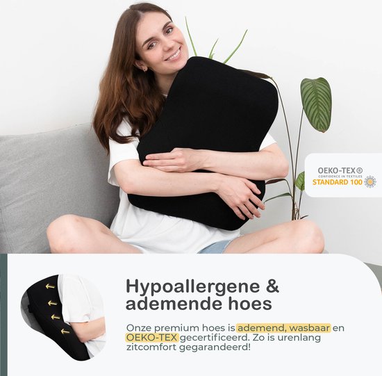 COMFYCENTRE® Support dorsal ergonomique XL pour voiture et chaise de bureau - Coussin pour le bas du dos et les épaules - Support lombaire pour voiture - Supports dorsaux - Mousse à mémoire de forme - Une meilleure assise