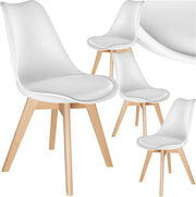 tectake® Dining Chair Frederikke - Lot de 4 chaises de salle à manger avec assise en tissu rembourrée - pieds en bois massif - Chaises ergonomiques adaptées au salon, à la salle à manger, à la chambre à coucher et à la cuisine - Capacité 120kg - Blanc