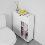 SoBuy BZR31-W Meuble de salle de bains avec 2 portes coulissantes et un tiroir - avec roulettes - 67 x 52 x 17 cm - blanc