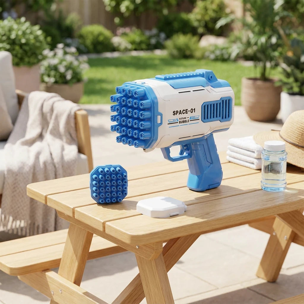 Portable - lance à bulles automatique et pratique - bleu et blanc - lance à bulles électrique