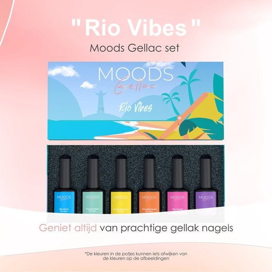 Moods Gellac 6-Piece Set - Vernis à ongles en gel - 8ML - Rio Vibes Edition - Gellac - Nails - Gel Polish Starter Pack - Summer Colours