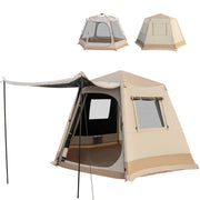 Tente de camping éphémère Coast - Montage automatique - Tente cabine à double paroi - Beige 330 x 270 x 200 cm