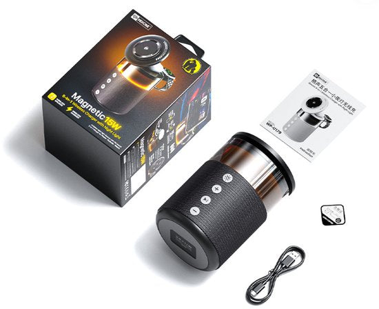 WEKOME WP-U179 : smartphone, montre connectée, écouteurs, noir, recharge sans fil via USB à l'intérieur