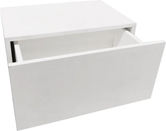 Table de nuit flottante - armoire suspendue - avec tiroir - 50 cm de large - blanc