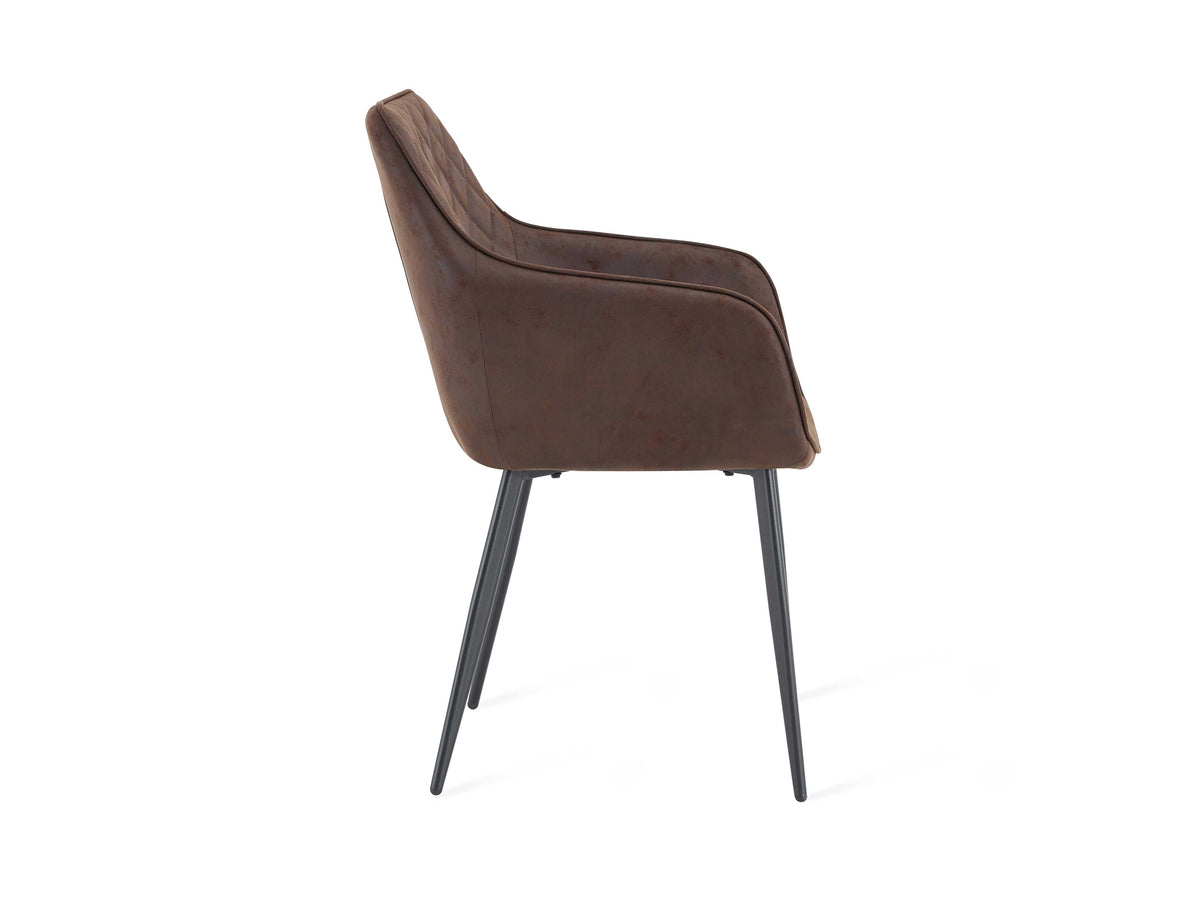 Chaise de salle à manger Multifurn Elin - Lot de 2 - Micro-cuir marron