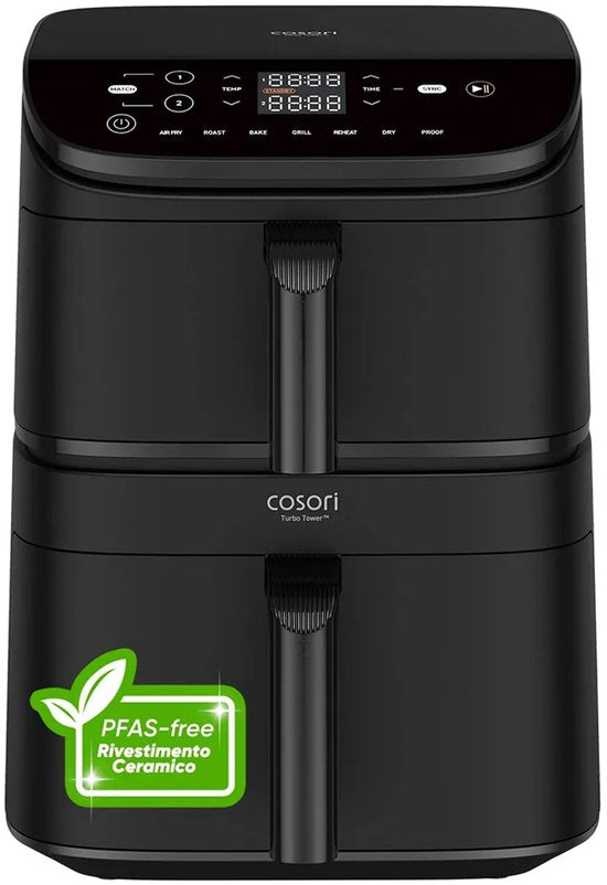 Friteuse à air chaud Cosori CAF-DC121-AEUR double, 10,8 l, modèle sur pied, 2 630 W, noire