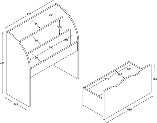 VDD - Petite armoire suspendue - Commode - Armoire à compartiments - Armoire - Bibliothèque - Blanche - Avec tiroirs