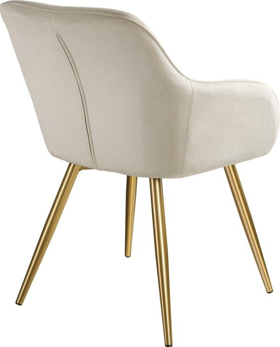 tectake® - Chaise Marilyn aspect velours - crème/doré - 404623