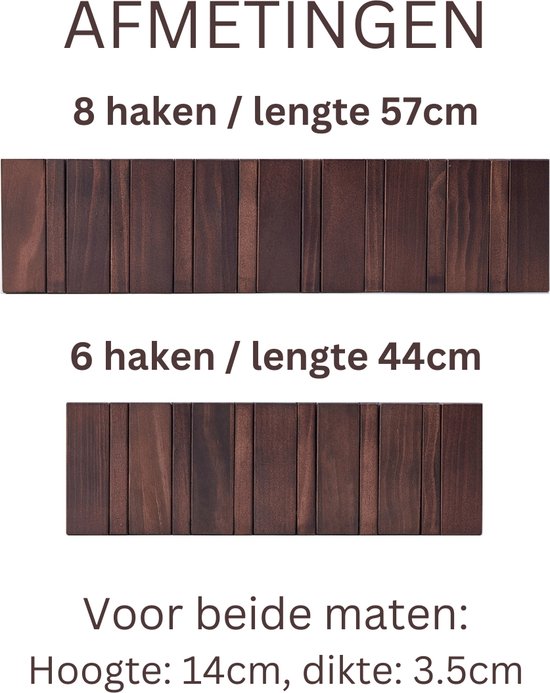 Urban State Porte-manteau Piano - bois foncé - porte-manteau mural - 6 crochets - porte-manteau suspendu - finition noyer