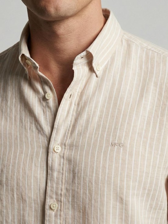 Chemise McGregor en coton et lin à rayures écru - Taille XL - Homme