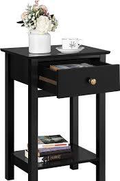 Tables de chevet Yaheetech 40 × 30 × 61 cm – lot de 2 avec tiroir et compartiment ouvert, noir