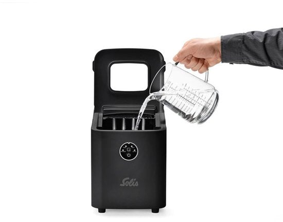 Machine à glaçons Solis Ice Cube Express 1 litre - 12 kg de glace en 24 heures - Machine à glaçons compacte - Glaçons de différentes tailles - Auto-nettoyante - Facile à utiliser - Noire