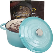 Chefarone Poêle en fonte - Casserole - Couvercle inclus - Convient à toutes les sources de chaleur - Émaillée - Bleu