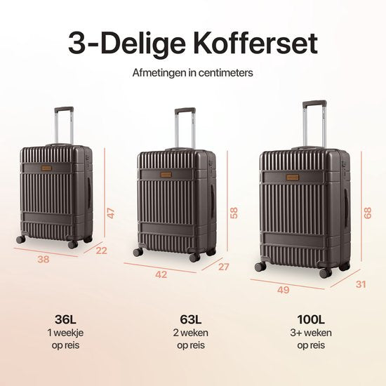 SKYCASES Classic Heritage - Grande valise de voyage - TSA Lock - 76x52x30 cm - 100L - XL Rolling Suitcase - 360° noiseless wheels - Lightweight - Trolley - Brown