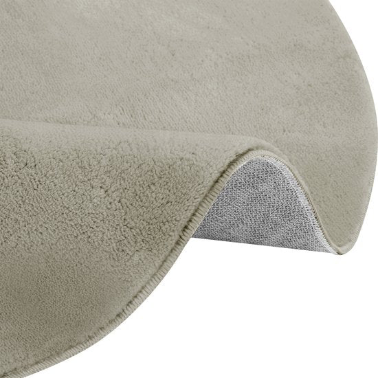 tectake® Tapis à poils courts - Rond - Ø120 cm - Sable - Tapis pour le salon, la chambre à coucher, la salle à manger - Facile d'entretien et lavable - Sous-couche antidérapante - Antiallergique - Diverses tailles et couleurs