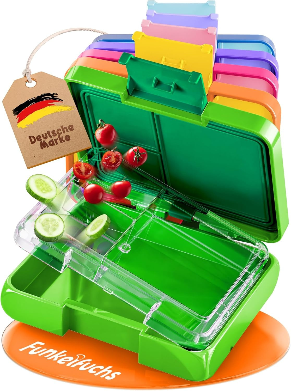 Boîte à repas Funkelfuchs Sternchen - 500 ml - 3 compartiments - Verte