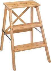 5Five Petit escabeau / Tabouret / Marchepied en bambou - 3 marches