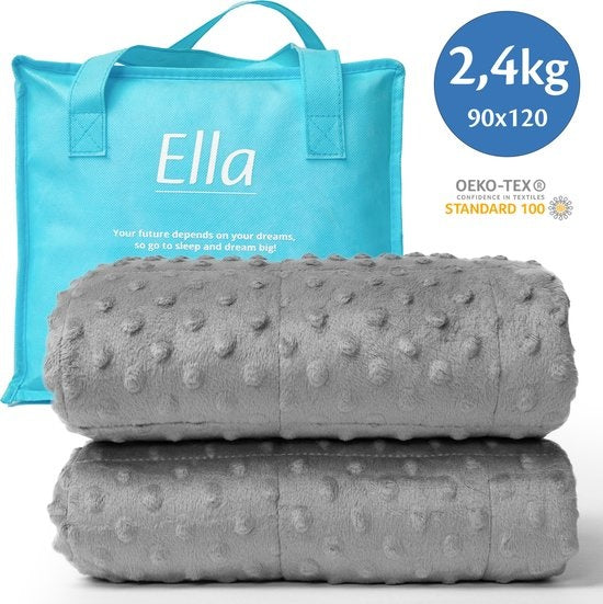 Ella® Couverture lestée pour enfant 2.4kg - 90 x 120cm - Couverture lestée - OEKO-TEX Coton & Minky Fleece