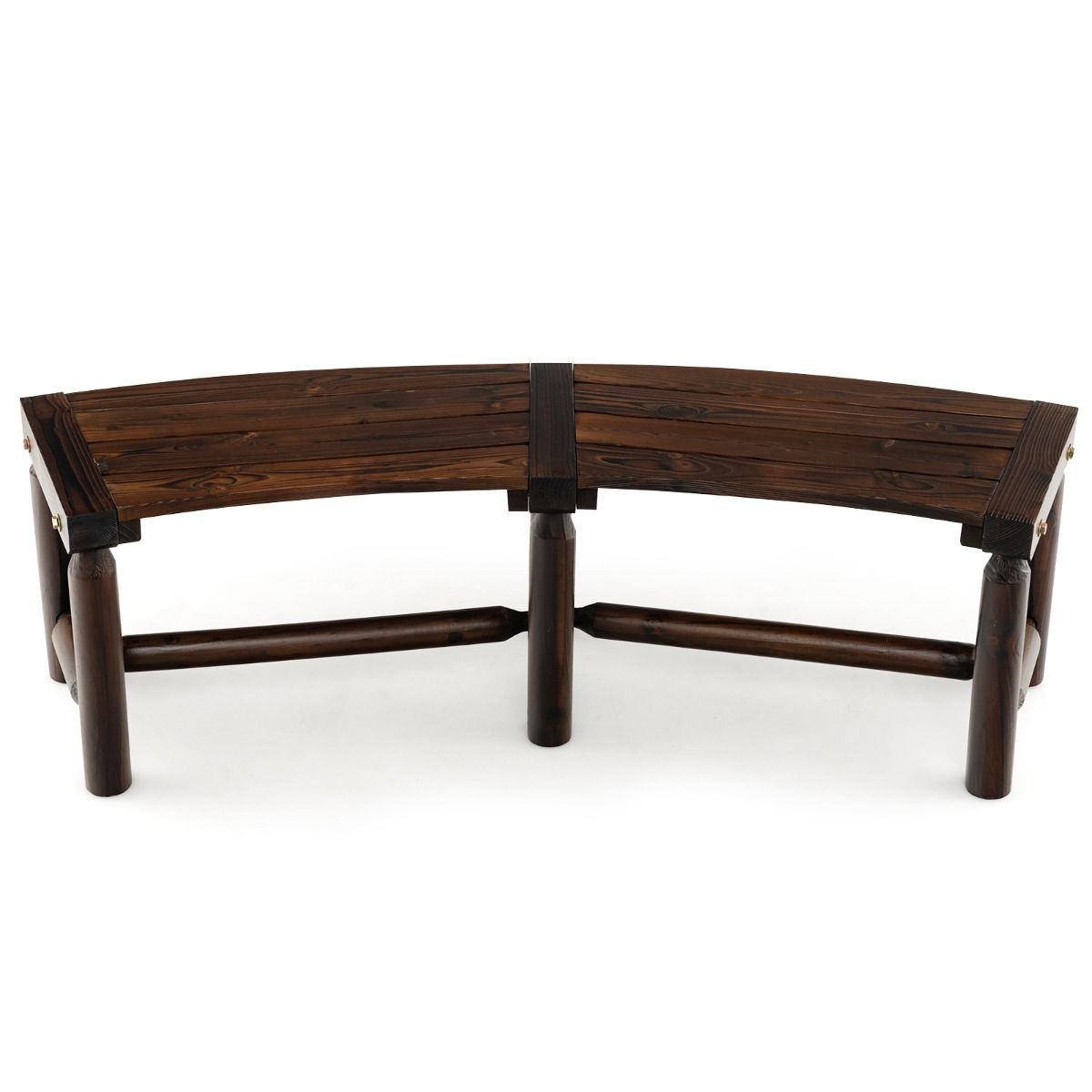 Banc de jardin Coast sans dossier - design incurvé - 2-3 places - marron rustique 139 x 36 x 41 cm