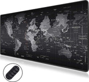 WURK Tapis de bureau professionnel - Carte du monde - Organiseur de bureau - Accessoires de bureau - Tapis de souris XXL - Antidérapant - Comprend un clip pour câble - 90x40