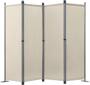 Angel Living Paravent de chambre - 4 pièces - 224x165 cm - Pliable - Acier et polyester - Séparation de pièces et intimité - Beige