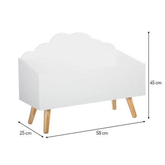 Coffre à jouets en bois Sphera - blanc - 58 x 28 x 45 cm