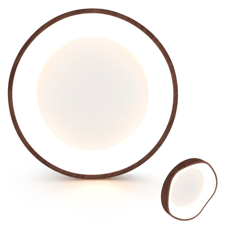 Plafonnier LED Coast - design moderne - imitation bois - lumière blanche chaude 24 W - 41,5 x 41,5 x 10 cm - marron