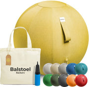 Ballon de siège Backerz 65 cm - Ballons de siège avec housse en lin - Chaise de bureau ergonomique pour le bureau et la maison - Ballon de yoga de luxe - Jaune