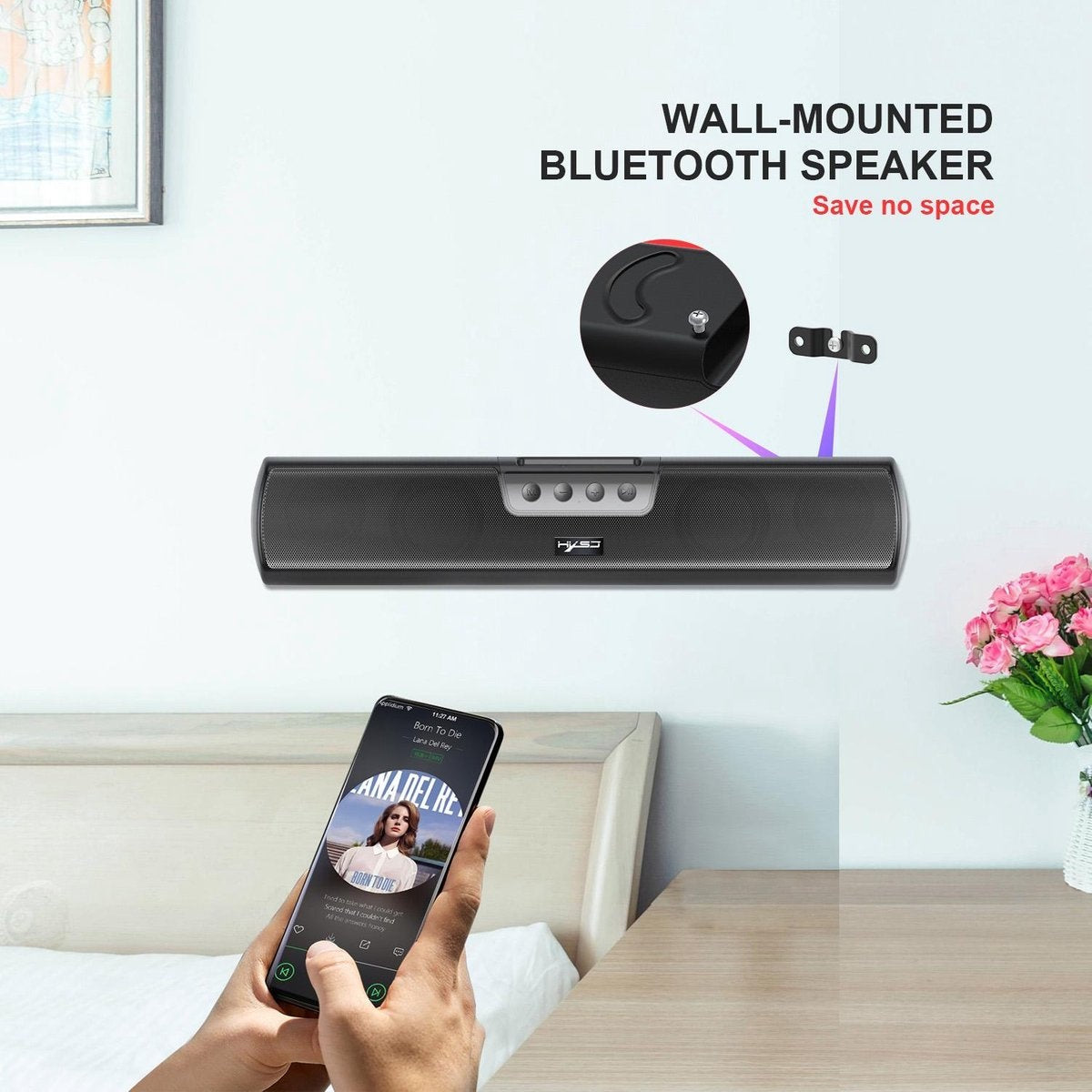 HXSJ Q3 Soundbar PC Speaker - AUX / Bluetooth sans fil - pour ordinateurs de bureau / ordinateurs portables / téléviseurs intelligents / équipements de projection - Noir