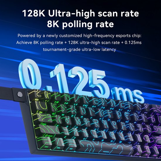 Ajazz AK680 V2 HE - Clavier gaming filaire à 65 % - Touches magnétiques - Effet Hall - Rapid Trigger - QWERTY - Contour noir