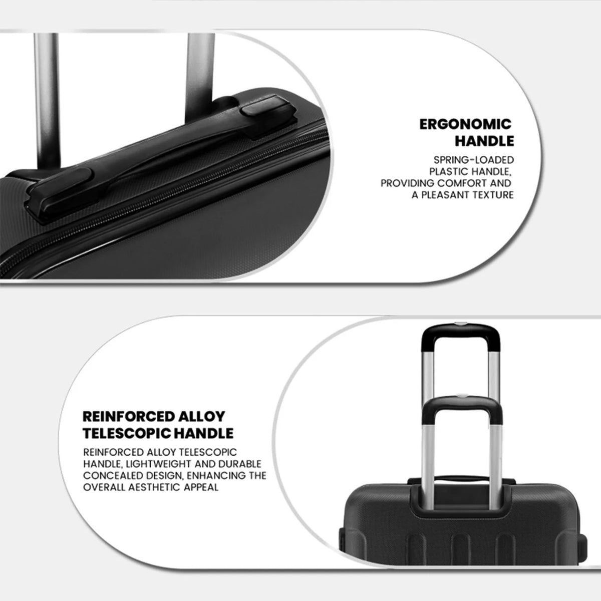 Ensemble de valises ABS Ochama - 3 pièces - noir - 20, 24 et 28 pouces