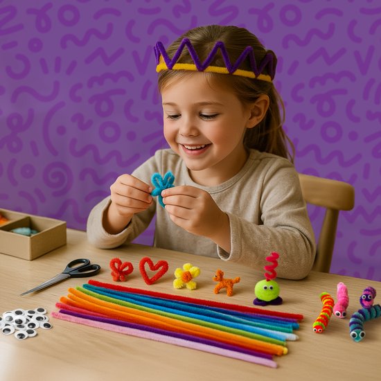 Vaive Pipe cleaners & Wiggle eyes 450-piece - Crafting kit - Crafting Girls & Boys - Crafting kit - Crafting stuff Kids - Crafting kits
