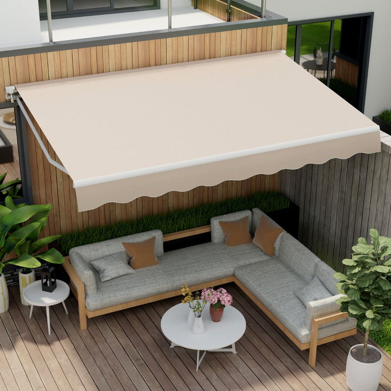 Store de terrasse extensible Coast - manivelle manuelle - structure en aluminium - beige 4 x 2,5 m