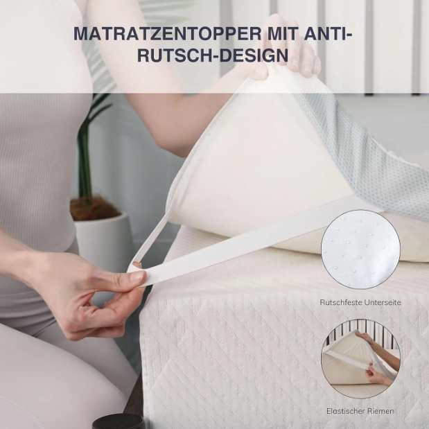 Surmatelas EGO HOME 160 x 200 cm - 5 cm d'épaisseur - Mousse à mémoire de forme - Housse amovible et lavable - Antidérapant