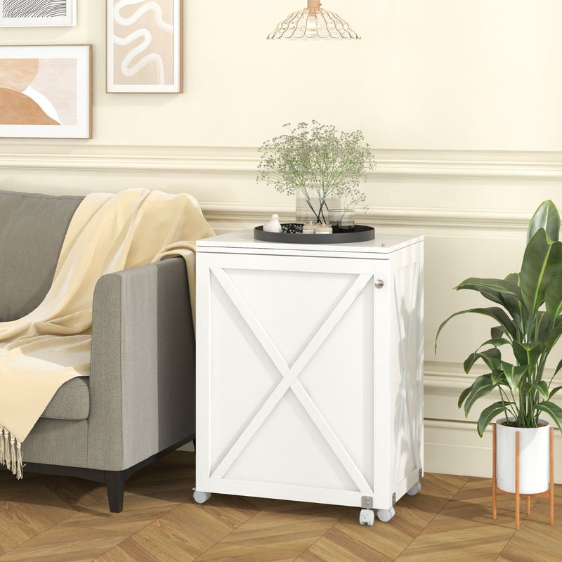 Table de couture pliable Coast avec porte de rangement - 5 roulettes verrouillables - blanche