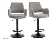 Criks Design Tabouret de bar Monza Taupe - 2 pièces, hauteur réglable 93-115 cm, pivotant sur 360