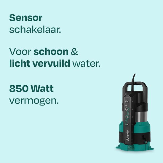 Pompe submersible VONROC - Pompe pour eaux claires et eaux usées - 850 W - 20 000 l/h - aspiration à niveau zéro - interrupteur à capteur